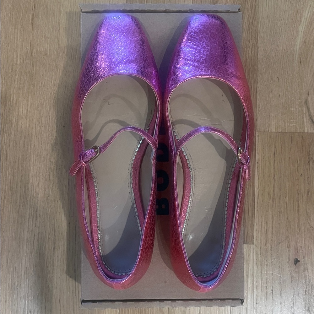 Boden Shimmering Pink Loafers - Picture 4 of 7